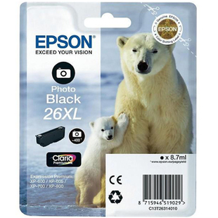 Bläckpatron photo black Claria Premium T2631 XL till bl.a. Expression XP-600, 605, 700 och 800