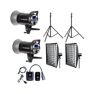 SK200II Kit med 2st blixtar, 2st Softboxar 60x60, 2st Belysningsstativ och Flash Trigger
