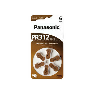 Batteri för hörapparat, Brun, typ PR312/PR41, 6-pack